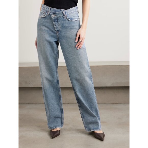 Agolde Denim - Agolde Arc Criss Cross Distressed Holes Jeans Denim Size 28 Wide Loose Baggy